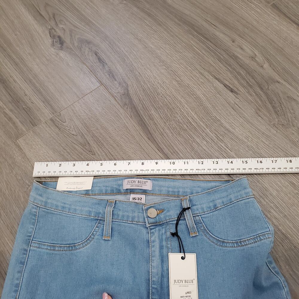 #466. Judy Blue Light Wash Flare Jeans with Raw Hem. - Picture 3 of 7